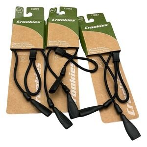 Croakies Terra System Adjustable Eyewear Retainer 3 Pack Black M/L